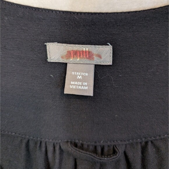 J. Jill Stretch Women's MEDIUM Button-Front Tunic, Black Rayon Knit 3/4 Sleeve - Picture 3 of 16